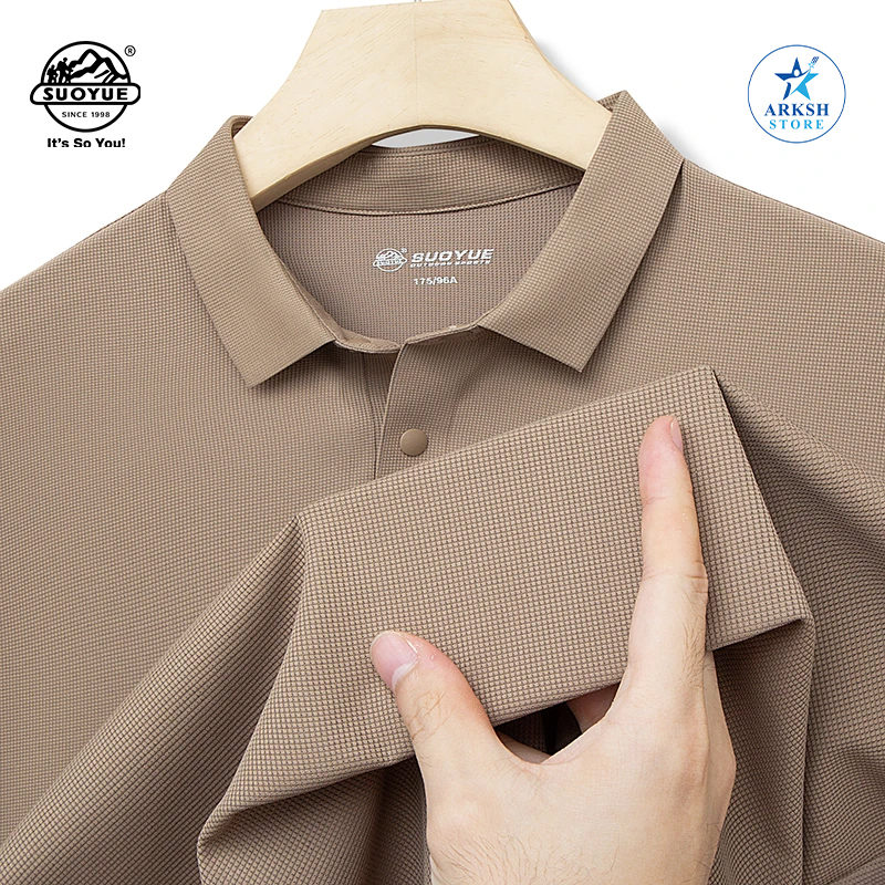 SUOYUE Versatile Lightweight Casual Solid-Color Plus-Size Short-Sleeve T-Shirt 25512BROWN-L